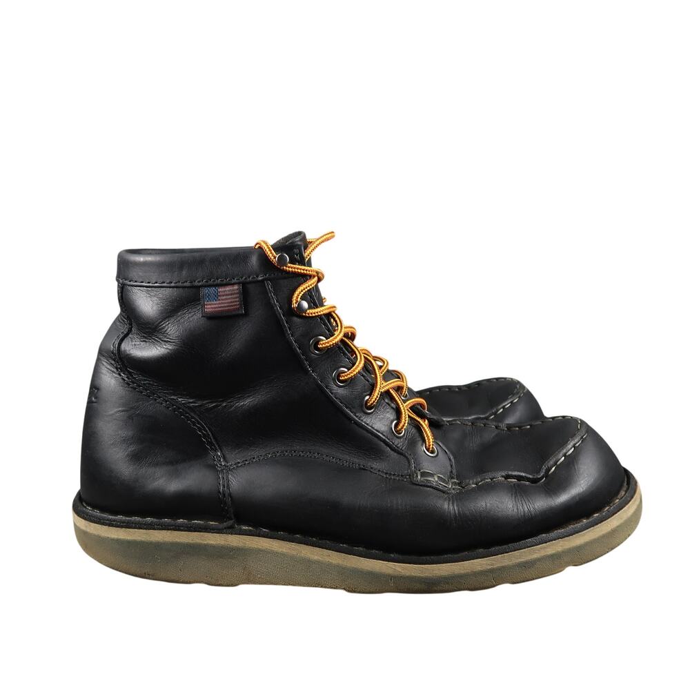 Danner Shoes Mens 10 EE Boots Leather Work Biker Bull Run Moc Toe 6" Black Shine